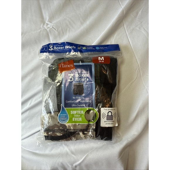 Hanes Other - 3 Hanes Boys Camo Boxer Briefs  -  Size Medium 10-12